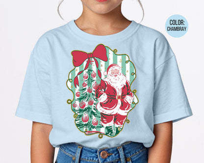 Comfort Colors Santa Shirt: Preppy Christmas Tee