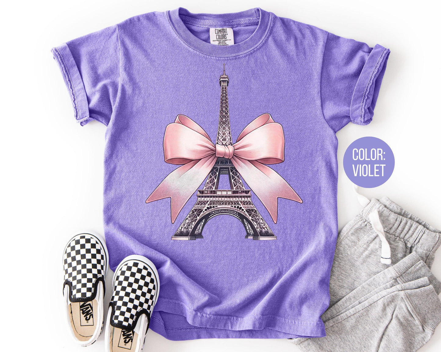 Comfort Colors Girly Eiffel Tower Shirt: Paris Vacation Tee