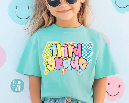 Comfort Colors Third Grade Shirt: Lightening Bolt Back to School Tee