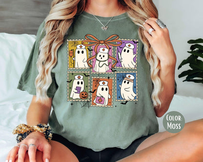 Comfort Colors Halloween Nurse Shirt: Spooky Ghost Graphic Tee