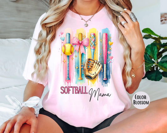 Comfort Colors Softball Mama Shirt: DTF Print, Mom Life Tee