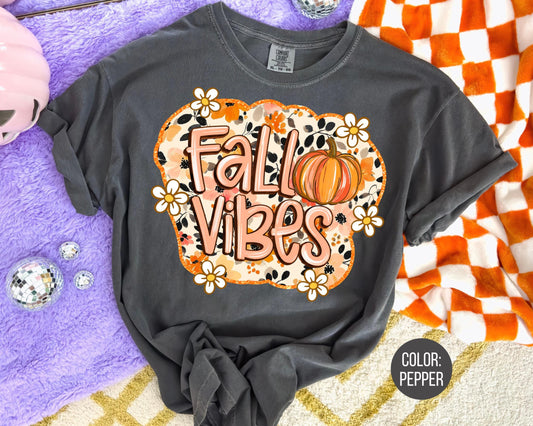 Comfort Colors Floral Pumpkin Fall Shirt - Preppy Girly Tee
