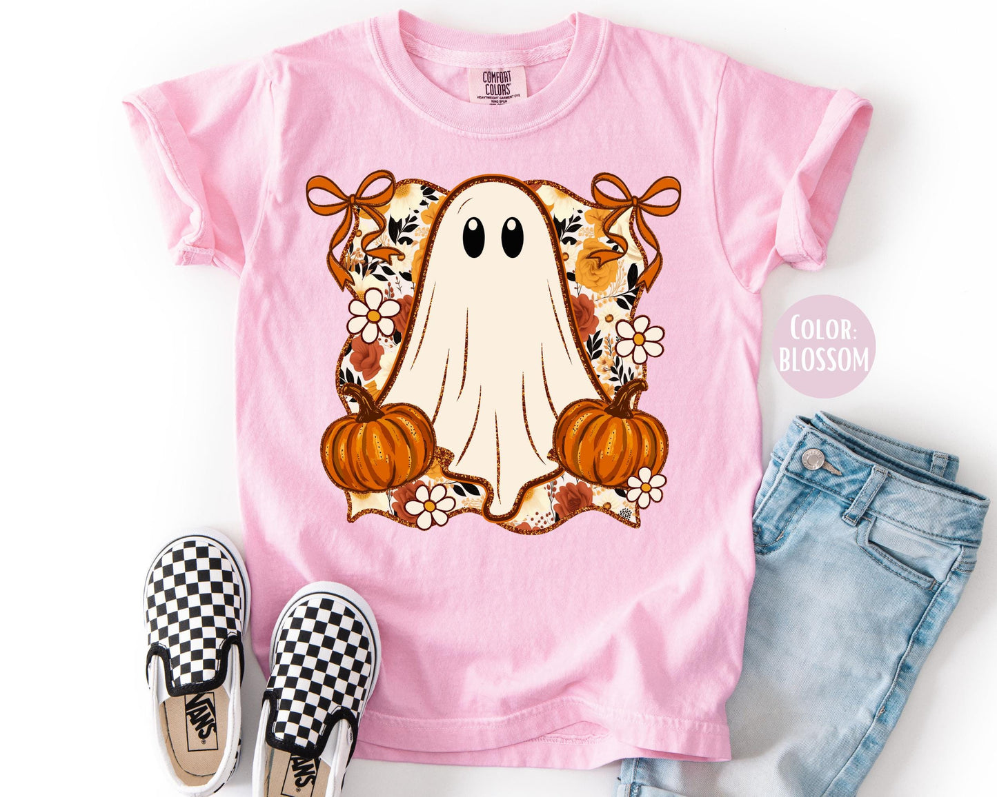 Comfort Colors Fall Ghost Shirt, Pumpkin Graphic Tee