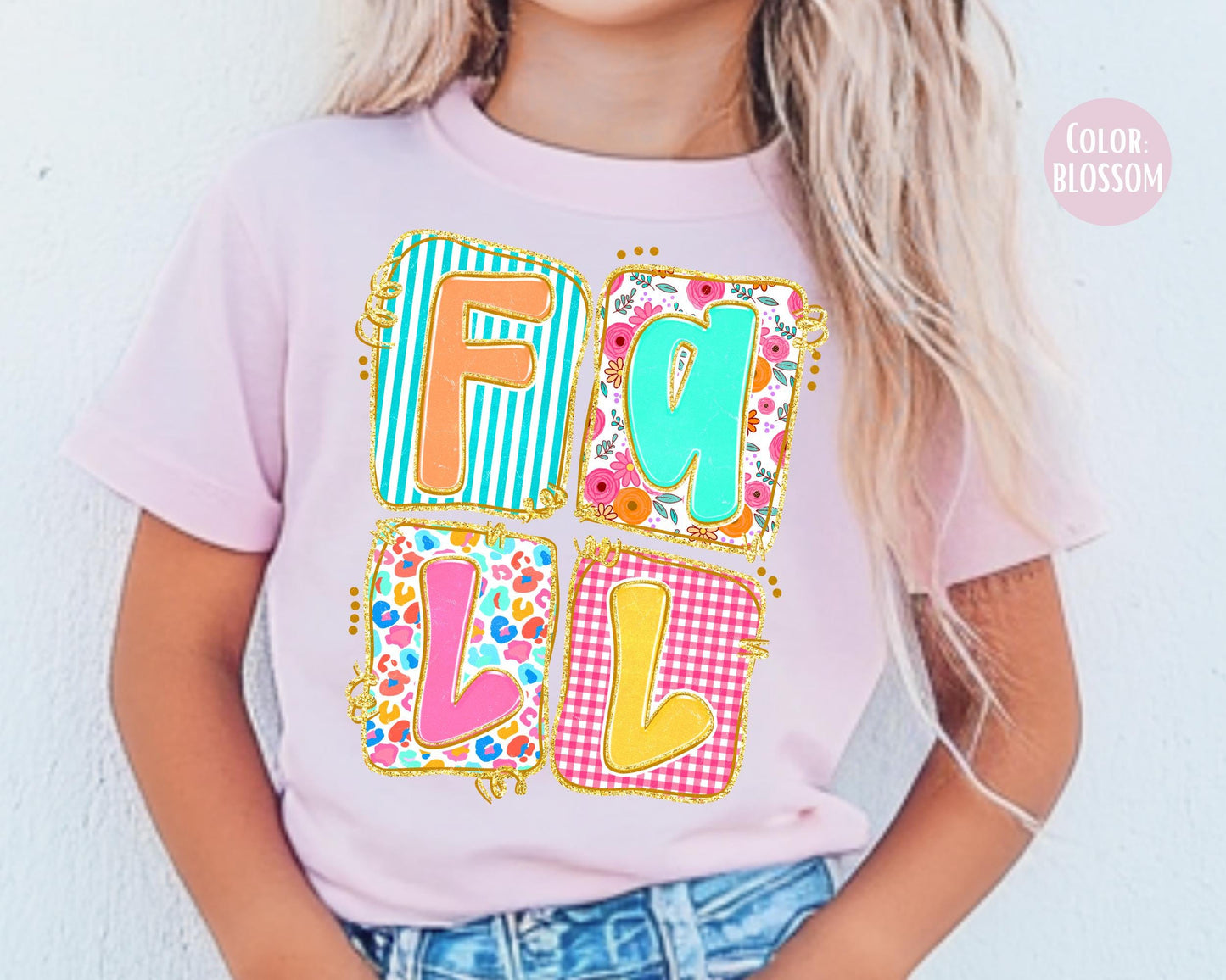Comfort Colors Floral Fall Shirt, Girls Autumn Tee