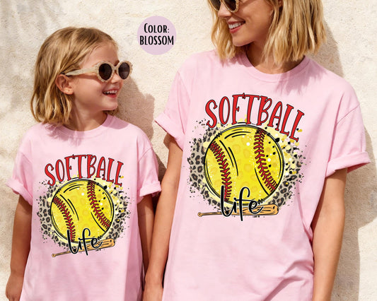 Comfort Colors Girls Softball Life Shirt: Matching Mom & Daughter Softball Shirts