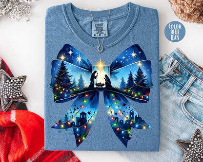 Comfort Colors Birth of Christ Shirt: Nativity Christmas Coquette Shirt