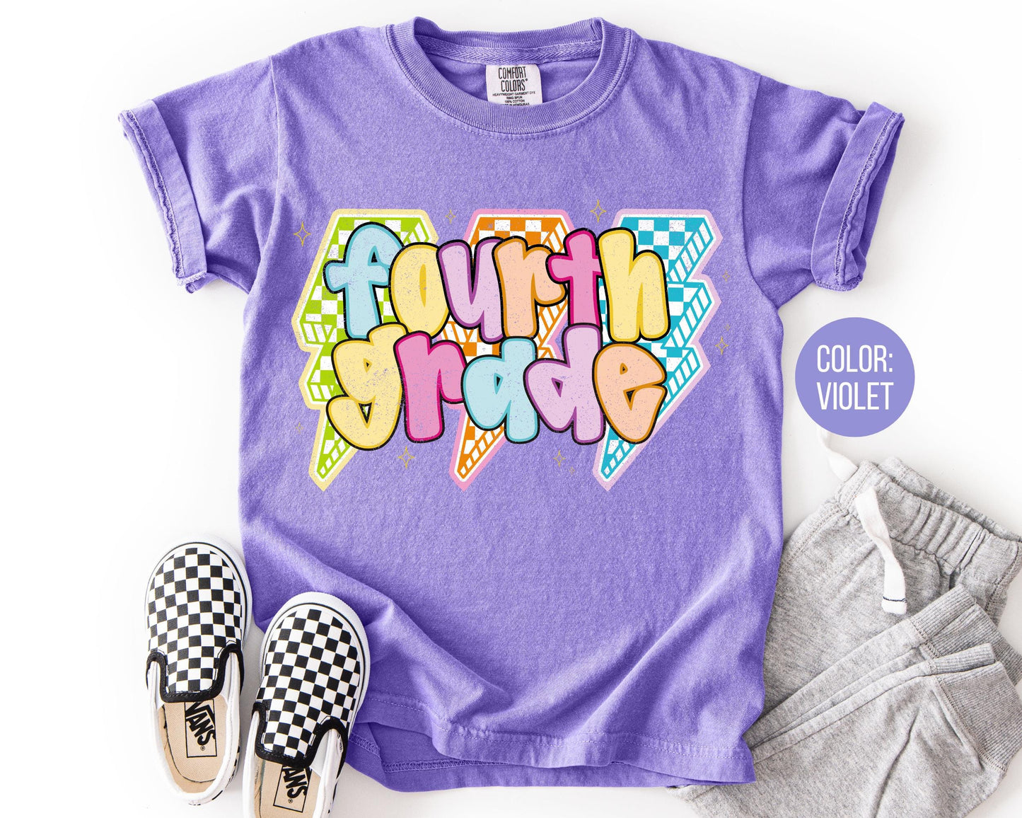 Comfort Colors 4th Grade Shirt: Lightening Bolt Tee
