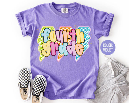 Comfort Colors 4th Grade Shirt: Lightening Bolt Tee
