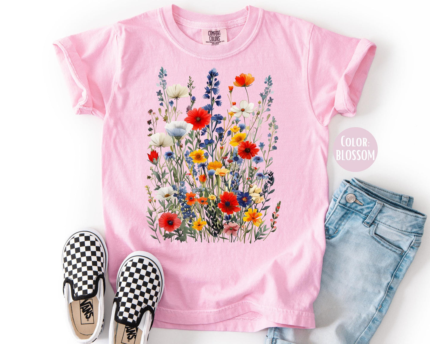 Comfort Colors Kids Wildflower Shirt: Girls Floral Tee