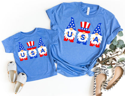USA Gnomes Mama and Mini Shirts, Mom Daughter 4th of July Tees, Mommy and me Outfits, Matching 4th of July, America