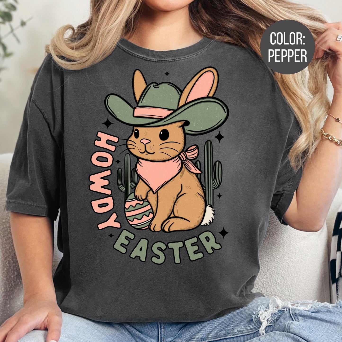 Comfort Colors Howdy Easter Shirt: Western Bunny T-Shirt