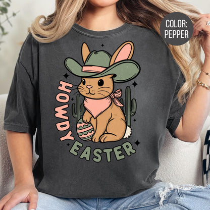 Comfort Colors Howdy Easter Shirt: Western Bunny T-Shirt
