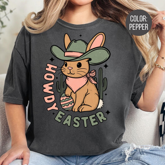Comfort Colors Howdy Easter Shirt: Western Bunny T-Shirt