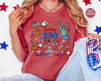 Comfort Colors Happy 250 America Shirt, 4th of July Shirts