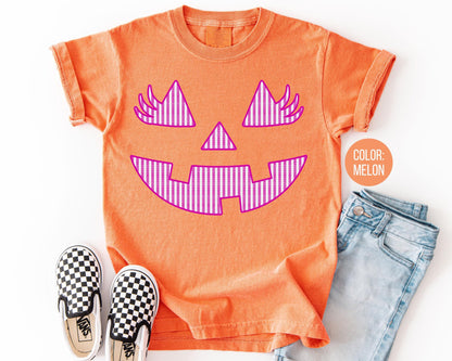 Comfort Colors Pink Pumpkin Shirt: Girly Halloween Lashes