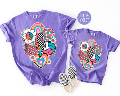 Comfort Colors Retro Girls Volleyball Shirt: Volleyball Mom Shirts