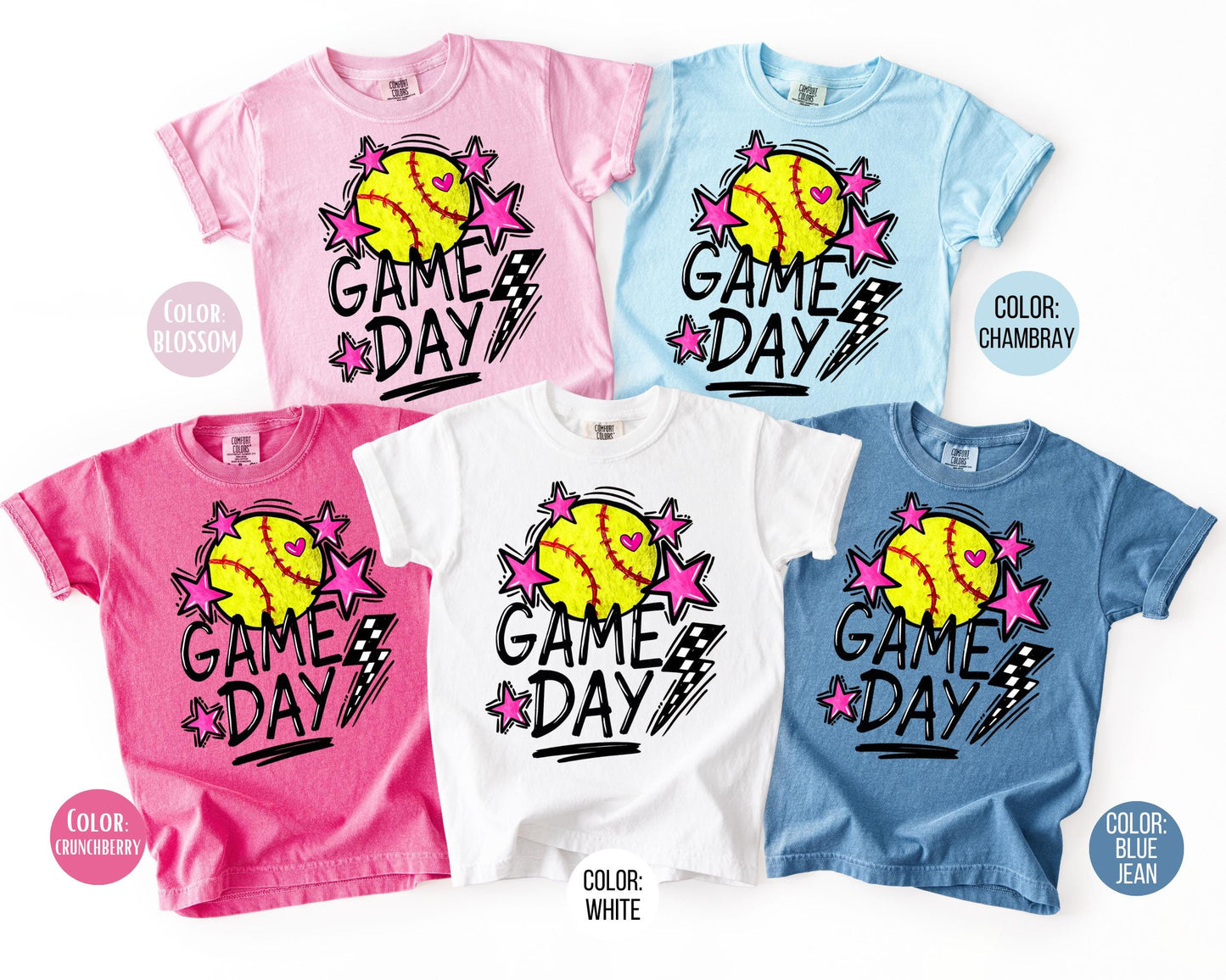 Comfort Colors Game Day Softball Shirt: Youth Softball Tee