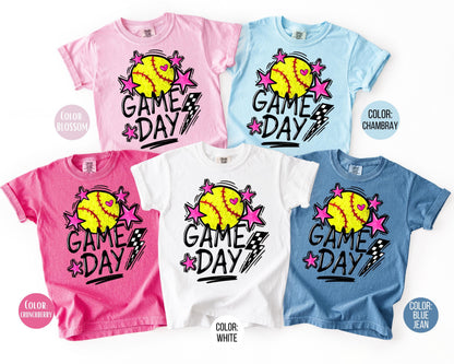 Comfort Colors Game Day Softball Shirt: Youth Softball Tee