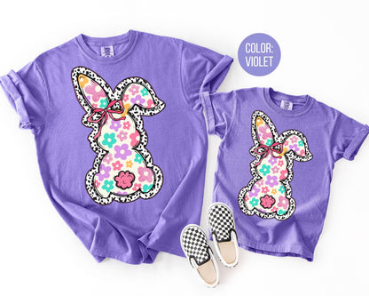Comfort Colors® Floral Dalmatian Bunny Shirt, Adult and Youth Easter Bunny Shirts