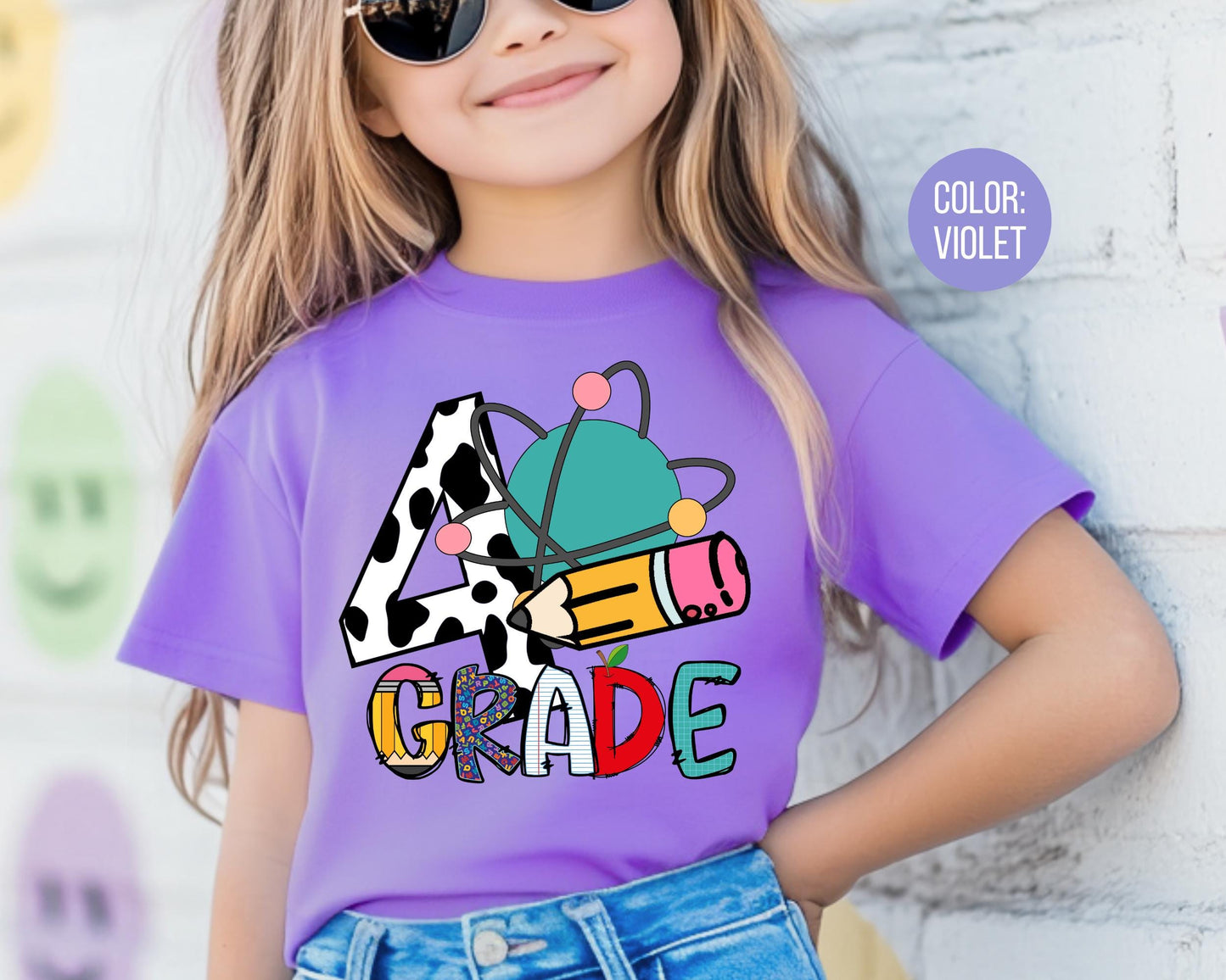 Comfort Colors Cow Print 4th Grade Shirt - Back to School Tee
