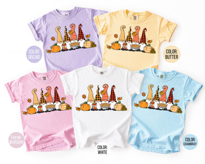 Comfort Colors Fall Gnome Shirt, Thanksgiving Shirts for Kids, Gnomes Tee