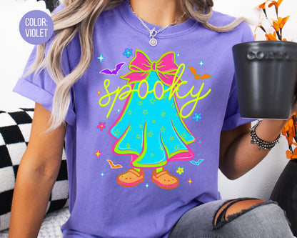 Comfort Colors Neon Ghost Halloween Shirt: Mommy and Me Matching Tees