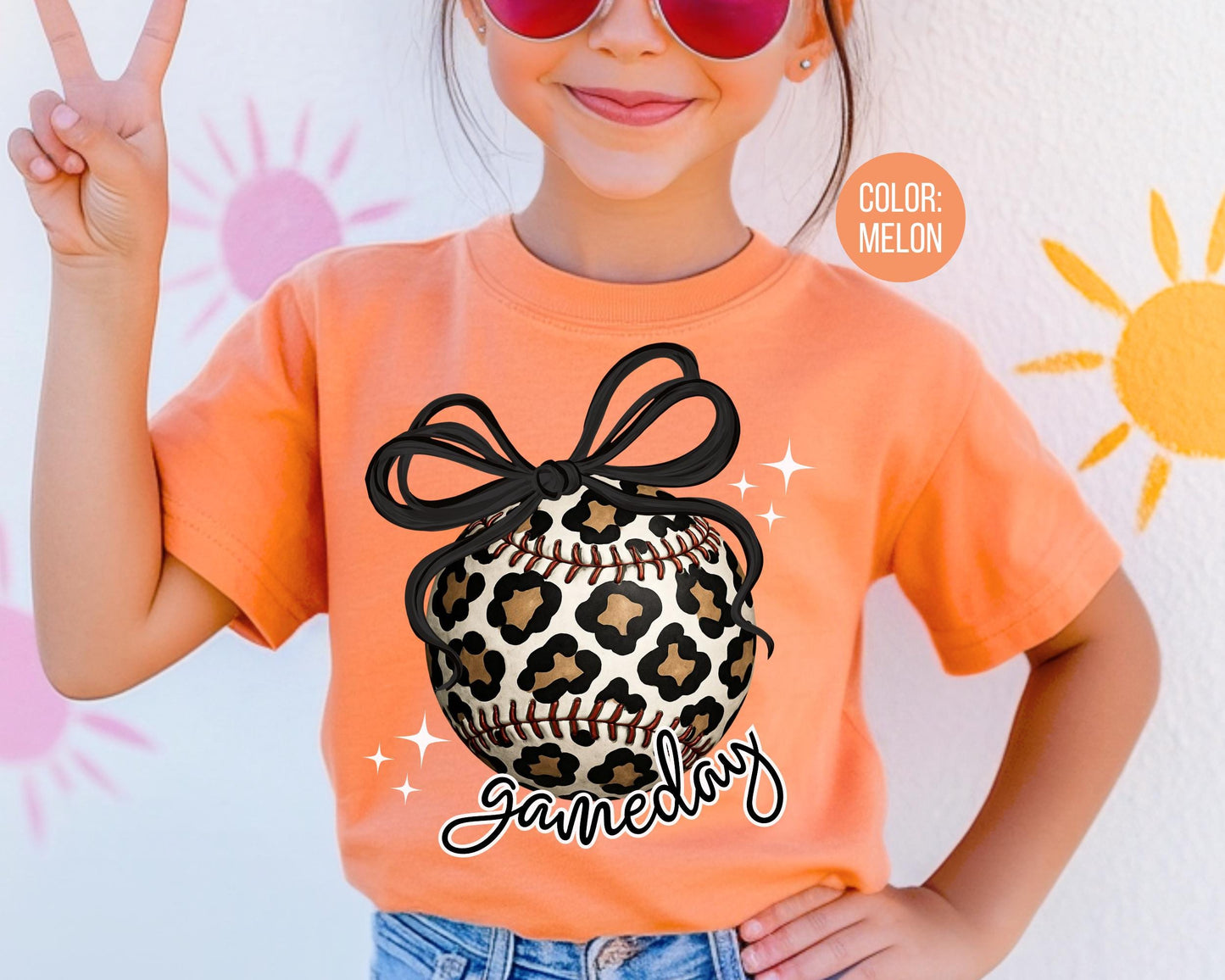Comfort Colors Girls Leopard Softball Gameday Shirt, Kids Game Day Softball Shirts