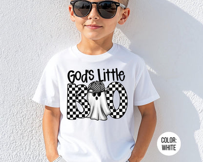 Comfort Colors God's Little Boo Shirt, Boys Halloween Tee, Youth Ghost T-Shirt