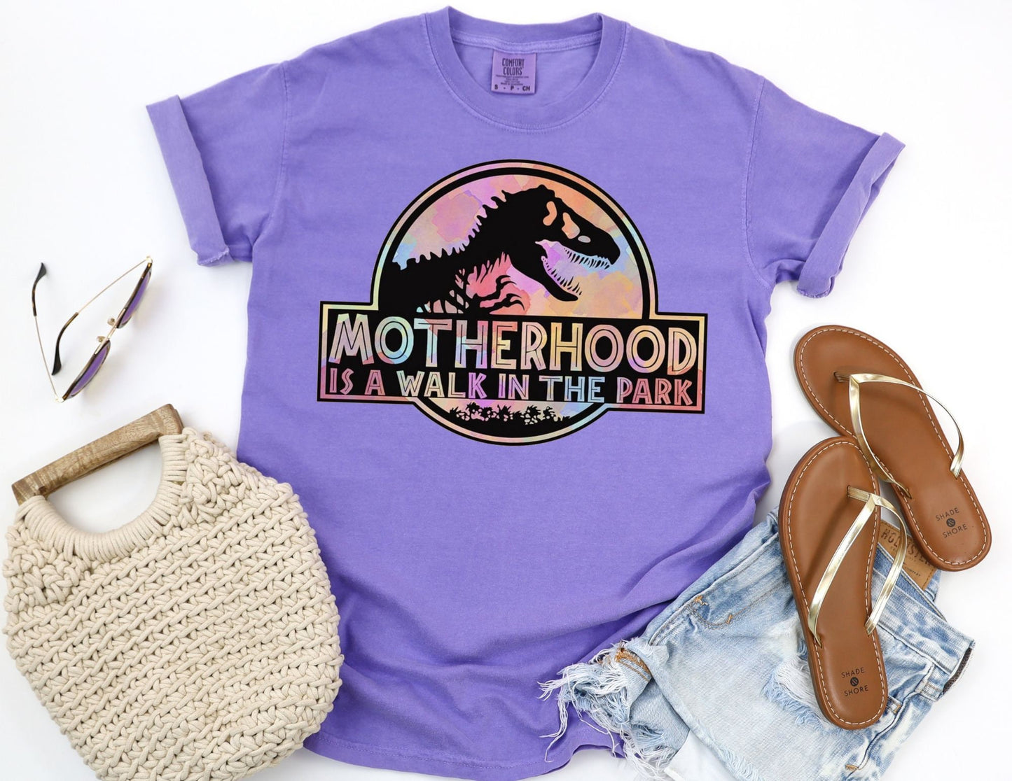 Comfort Colors Dinosaur Mom Shirt: Motherhood Walk in the Park Tee