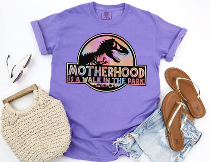 Comfort Colors Dinosaur Mom Shirt: Motherhood Walk in the Park Tee