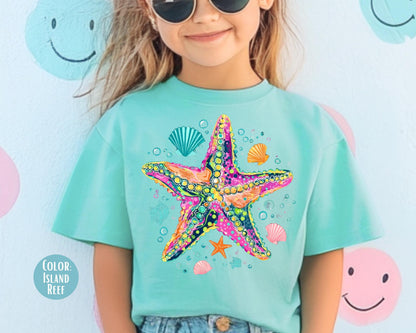 Comfort Colors® Preppy Summer Starfish Shirt, Girls Summer Shirts