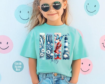 Comfort Colors® Kids Nautical Tee, Trendy Lighthouse Girls Apparel, Cute Salty Shirts, Comfort Colors Beach Shirts