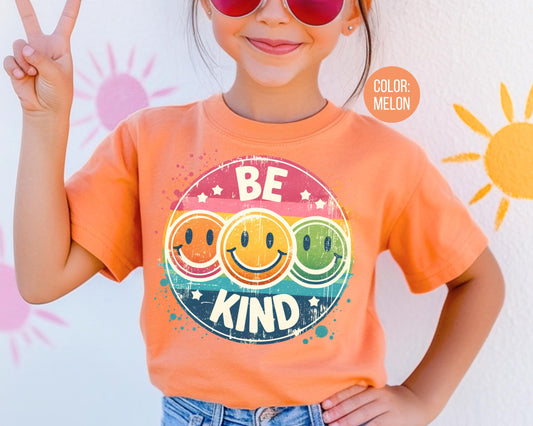 Comfort Colors Girls Be Kind Smiley Face Shirt