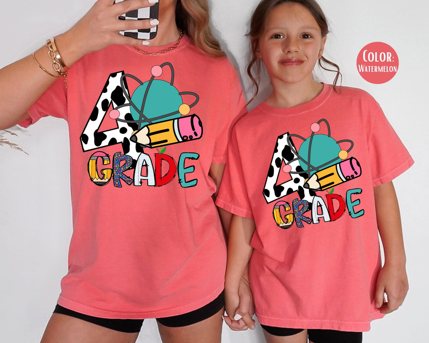 Comfort Colors Cow Print 4th Grade Shirt - Back to School Tee