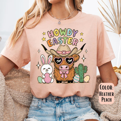 Howdy Easter Shirt, Easter Cow Shirt, Cute Easter Tee, Cow Easter Shirts, Easter Gift for Her, Western Shirts, Western Easter, Cow Shirt