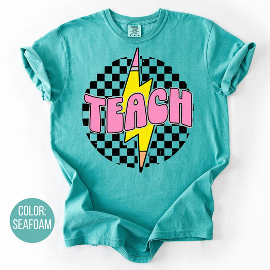 Retro Checkered Teach Shirt - Comfort Colors Teacher Tee