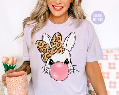Comfort Colors® Bubble Gum Bunny Shirt, Girls Easter Bunny Shirts