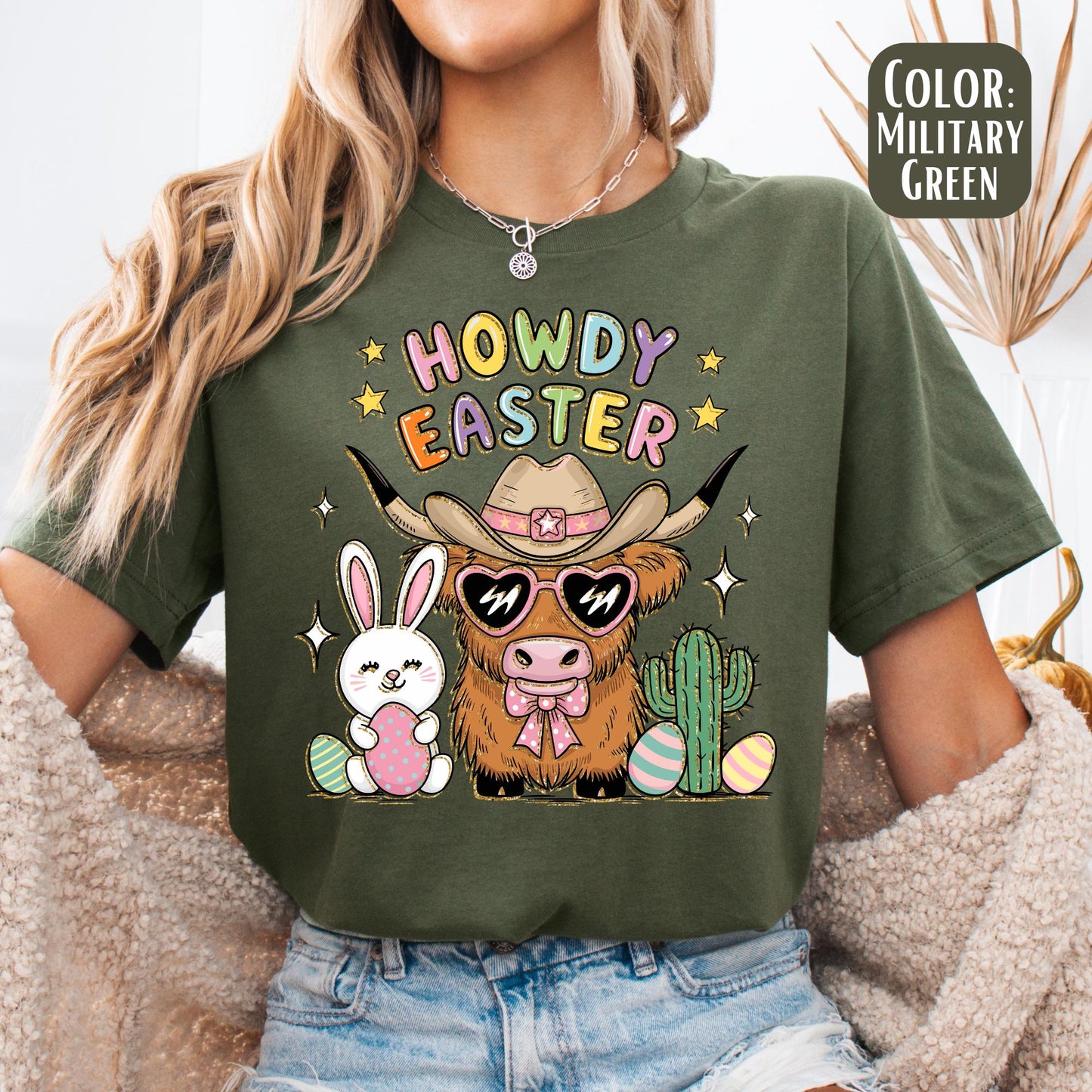 Howdy Easter Shirt, Easter Cow Shirt, Cute Easter Tee, Cow Easter Shirts, Easter Gift for Her, Western Shirts, Western Easter, Cow Shirt