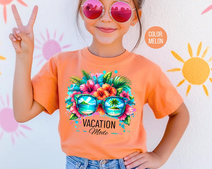 Vacation Mode Comfort Colors Tee: Kids Summer Shirt