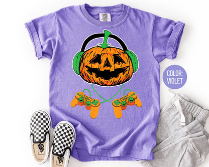 Comfort Colors Gamer Halloween Shirt: Boys Jack O' Lantern Tee