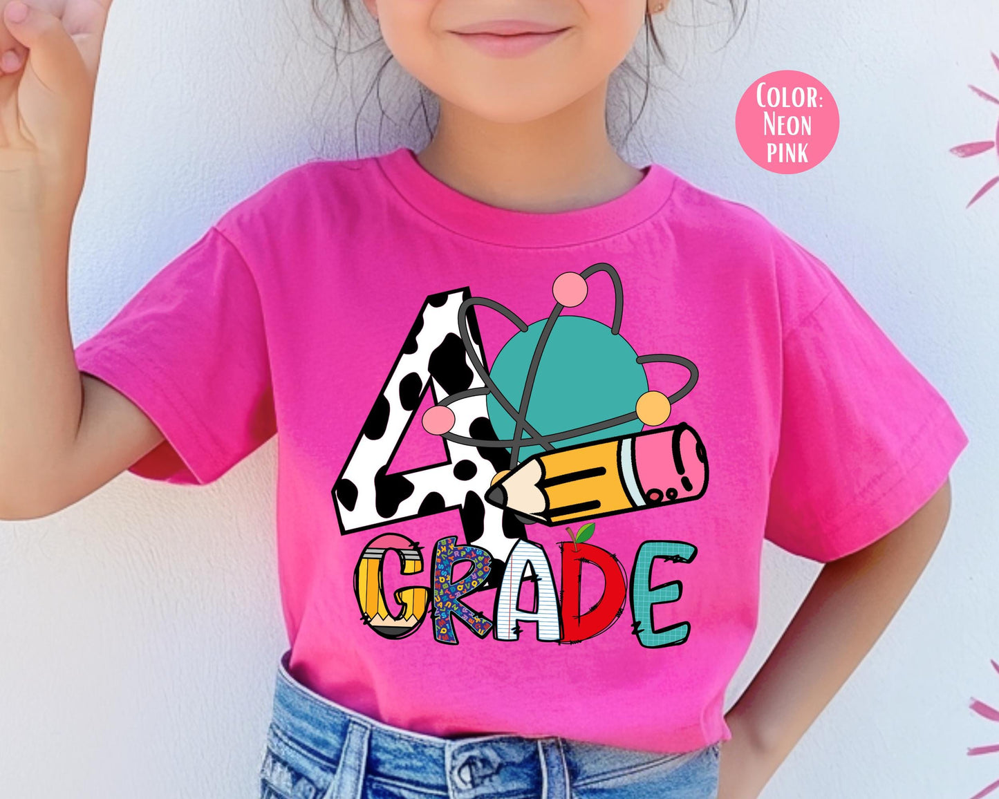 Comfort Colors Cow Print 4th Grade Shirt - Back to School Tee