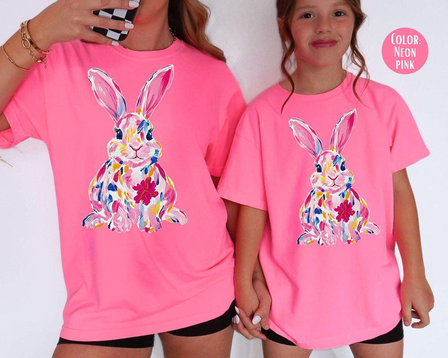 Comfort Colors® Floral Watercolor Easter Bunny Shirt, Girls Easter Shirts