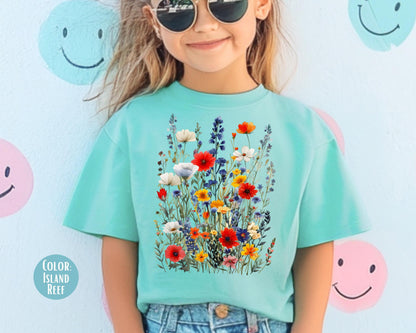 Comfort Colors Kids Wildflower Shirt: Girls Floral Tee