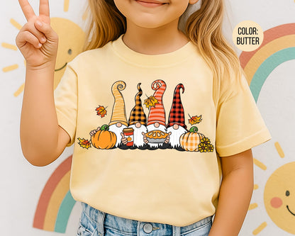 Comfort Colors Fall Gnome Shirt, Thanksgiving Shirts for Kids, Gnomes Tee