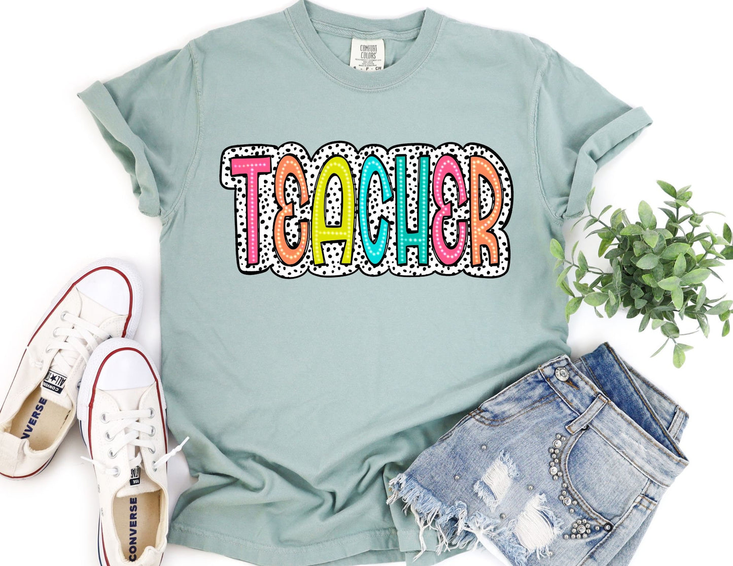 Comfort Colors Teacher Shirt: Dalmatian Print Tee
