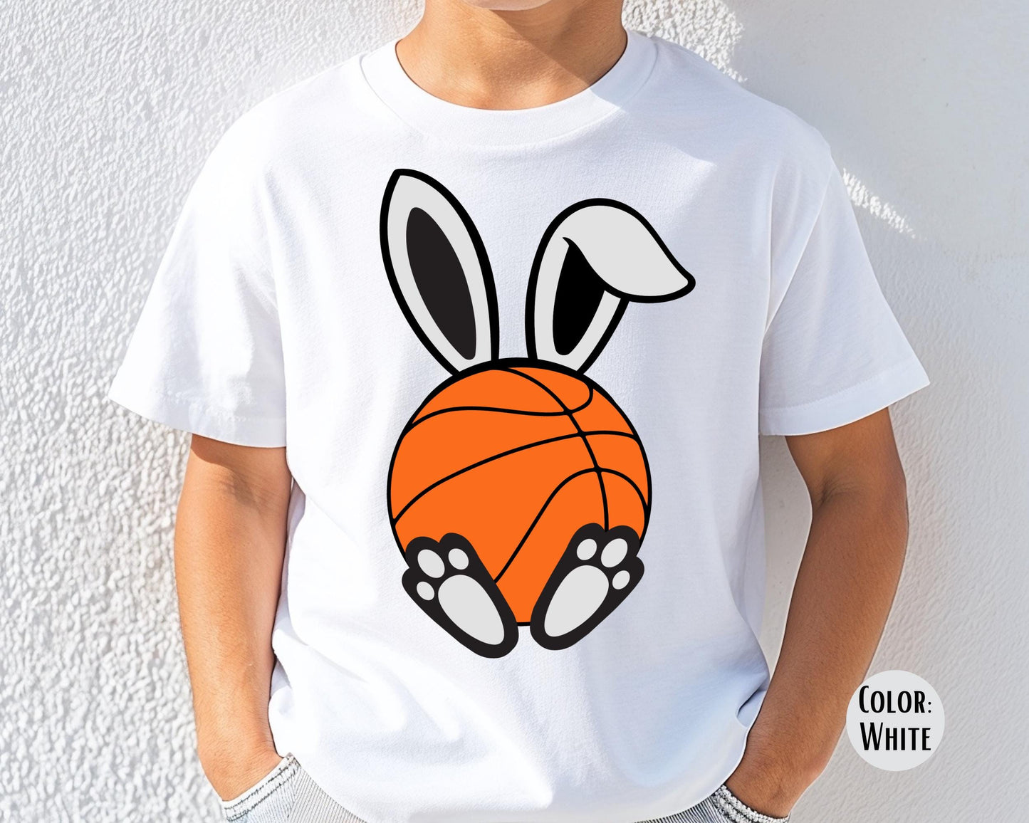 Comfort Colors® kids Easter Basketball Shirt, Bunny Basketball Tee