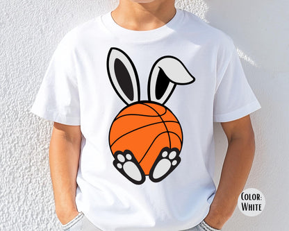 Comfort Colors® kids Easter Basketball Shirt, Bunny Basketball Tee