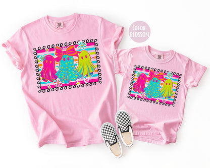 Comfort Colors Neon Ghost Halloween Shirt: Matching Mom & Daughter