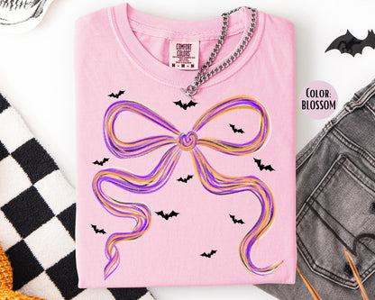 Girls Coquette Bat Shirt: Comfort Colors Halloween Tee