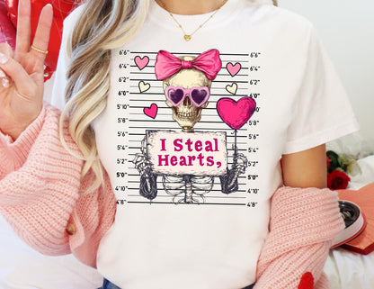 Comfort Colors Skeleton Valentine Shirt, I Steal Hearts